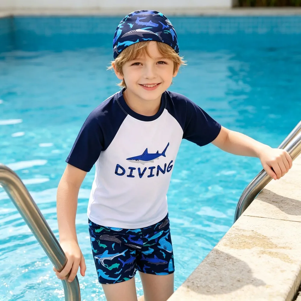 Trajes de Baño para Niños, Conjunto de Traje de Baño para Niños, Ropa de Playa con Dibujos Animados, Trajes de Baño para Surf, para Edades de 4 a 13 Años