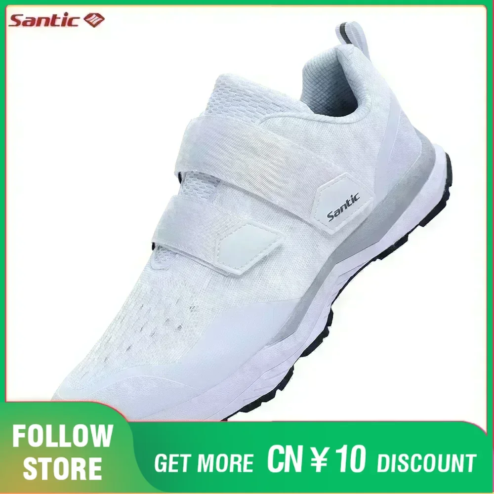 Santic Cycling Shoes Multi-purpose Running SPD Indoor Leisure Shoes Rubber Sole Hook Loop Design 3D Mesh Fabric Sneakers Unisex