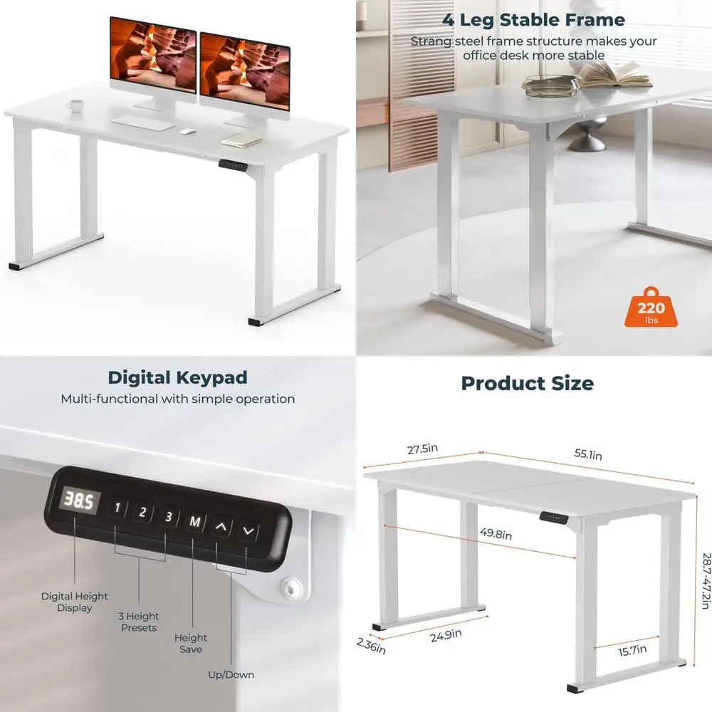 

Большой электрический стол с регулируемой высотой, 55x28 дюймов, в комплекте соединительная плата, компьютерный стол для домашнего офиса