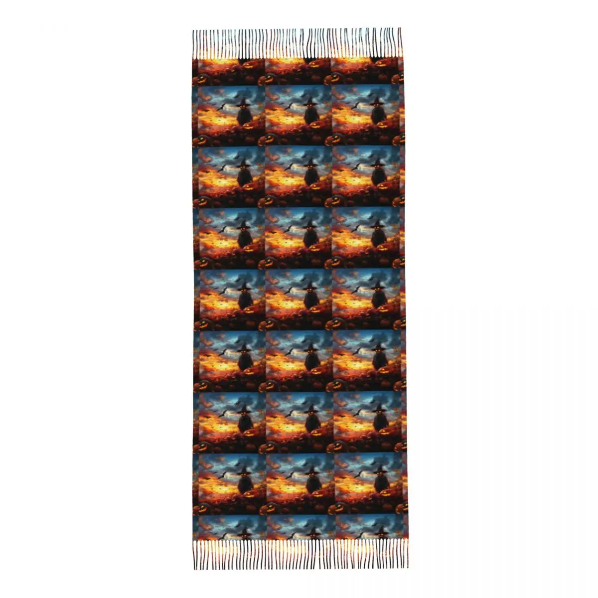 Halloween Pumpkin Scarecrow Scarf Tassel Scarves Women Soft Warm Shawls and Wraps Long Fall Winter Shawl Wrap