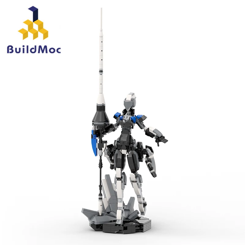 MOC Mech żeński robot Lancer Valkyrie Model klocki Sci-Fi futurystyczne pancerne cegły zabawki garnitur prezent urodzinowy dla dzieci