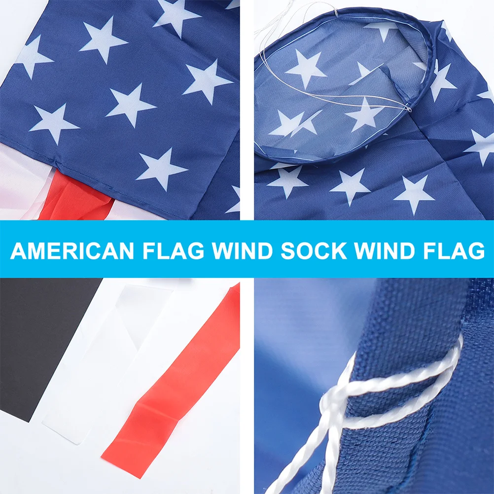 

2 Pcs Flag Windsocks Red White Polyester Decorations 4th July Hanging Patriotic Stars Stripes USA Flags Banner