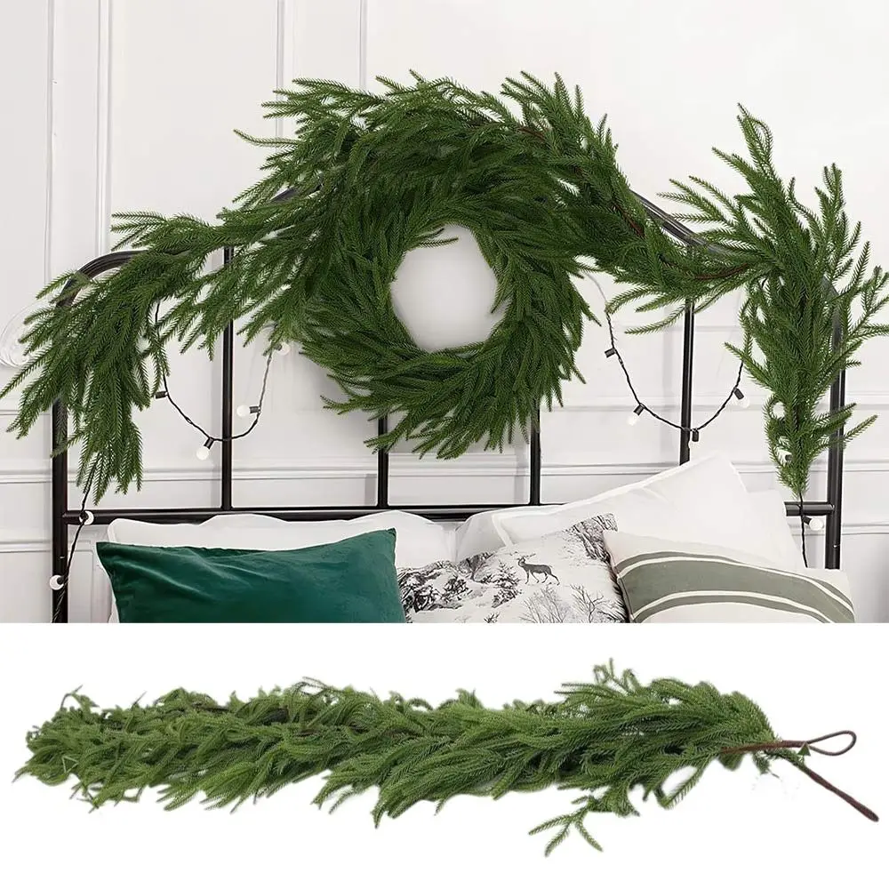 

180cm Artificial Norfolk Pine Garlands Fireplace Decoration Green Christmas Pine Wreath Wall Hanging Staircase Ornament