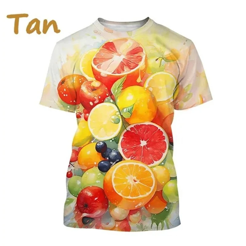 T-Shirt à Manches Courtes pour Homme, avec Impression 3D, Motif Citron Orange, Fruit d'Été, Hip Hop, Harajuku, à la Mode, de Haute Qualité