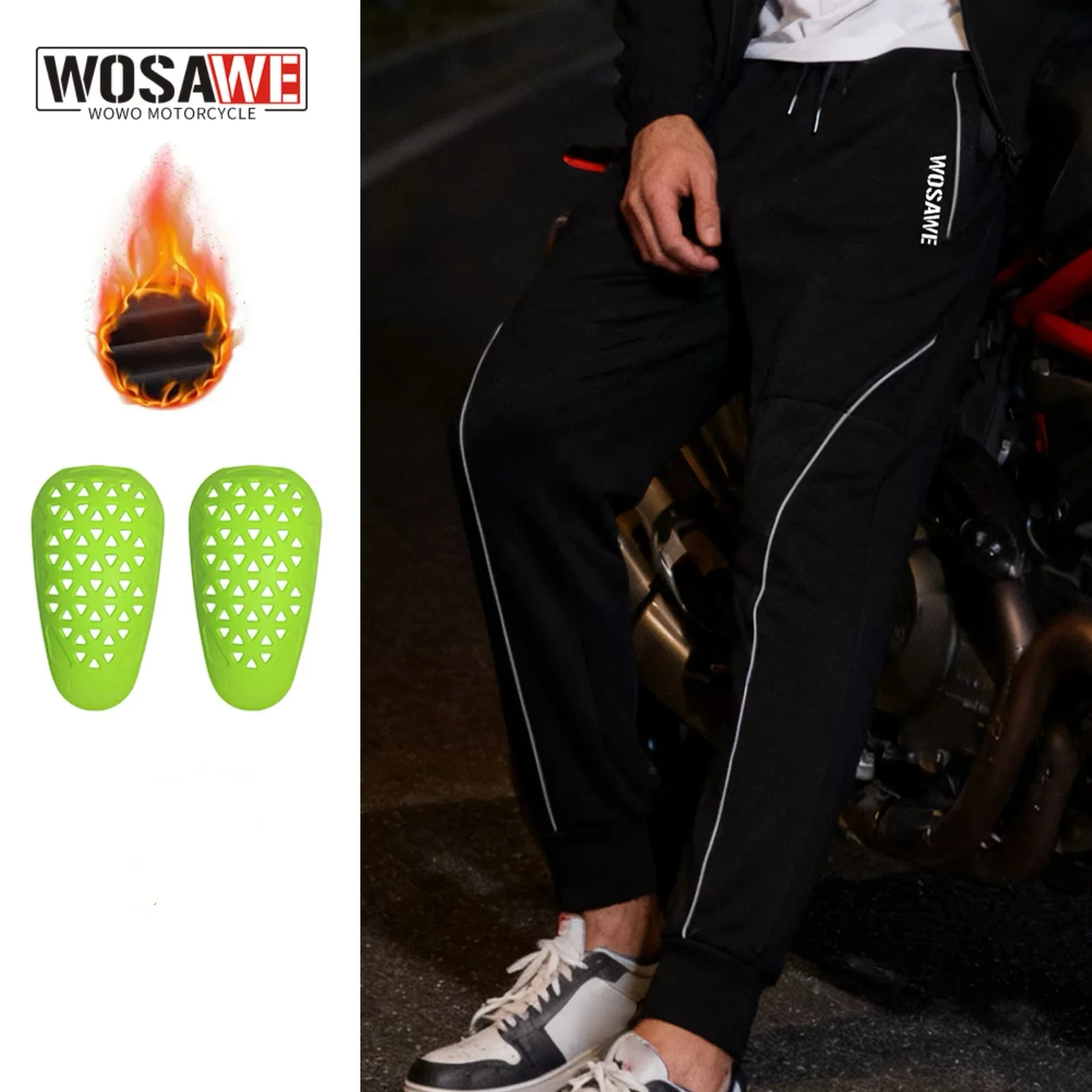 

WOSAWE Winter Motorcycle Pants Men Off-road Motocross Racing Pants Cycling Motorbike Riding Trousers With Knee Pads