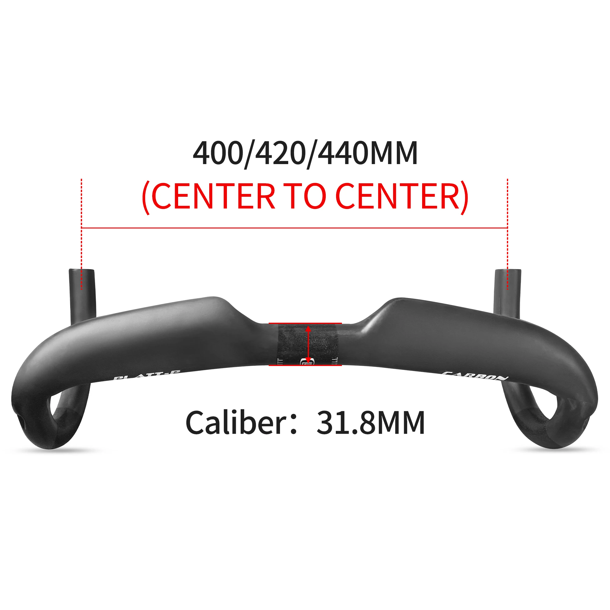Carbon Fiber Road Bike Handlebar, UD 3K Gloss Finish, Full Handlebar, Internal Cable Routing, 40 cm, 42 cm, 44 cm