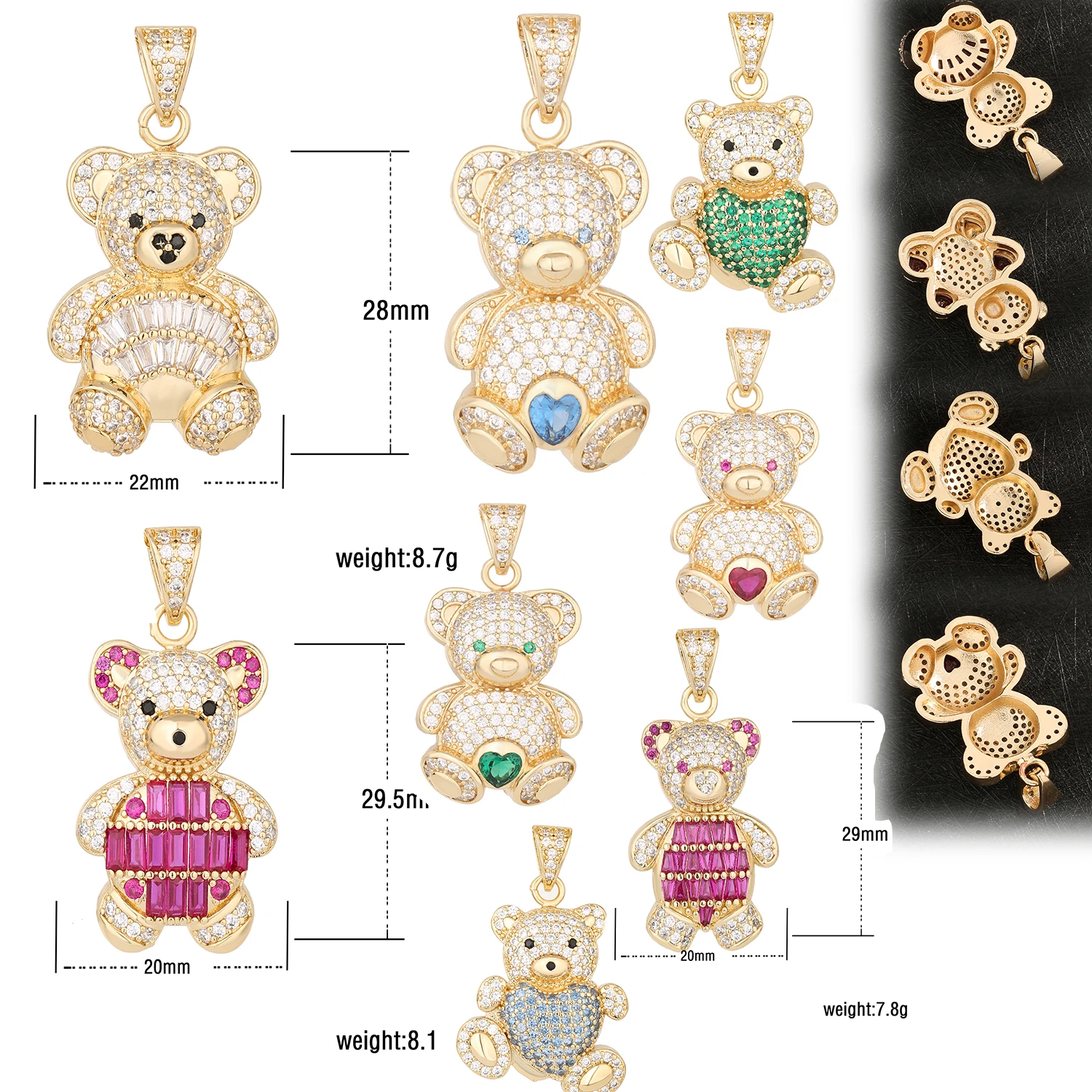 Cute little bear pendant for girls, economical wholesale price, a great gift for friends and classmates.