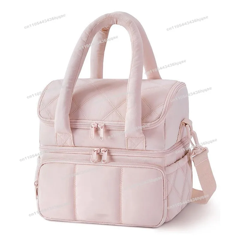 Double-layer Thermal Insulation Bag, Quilted Puffer Fish Lunch  Picnic Thermal Insulation Cola Refrigerated