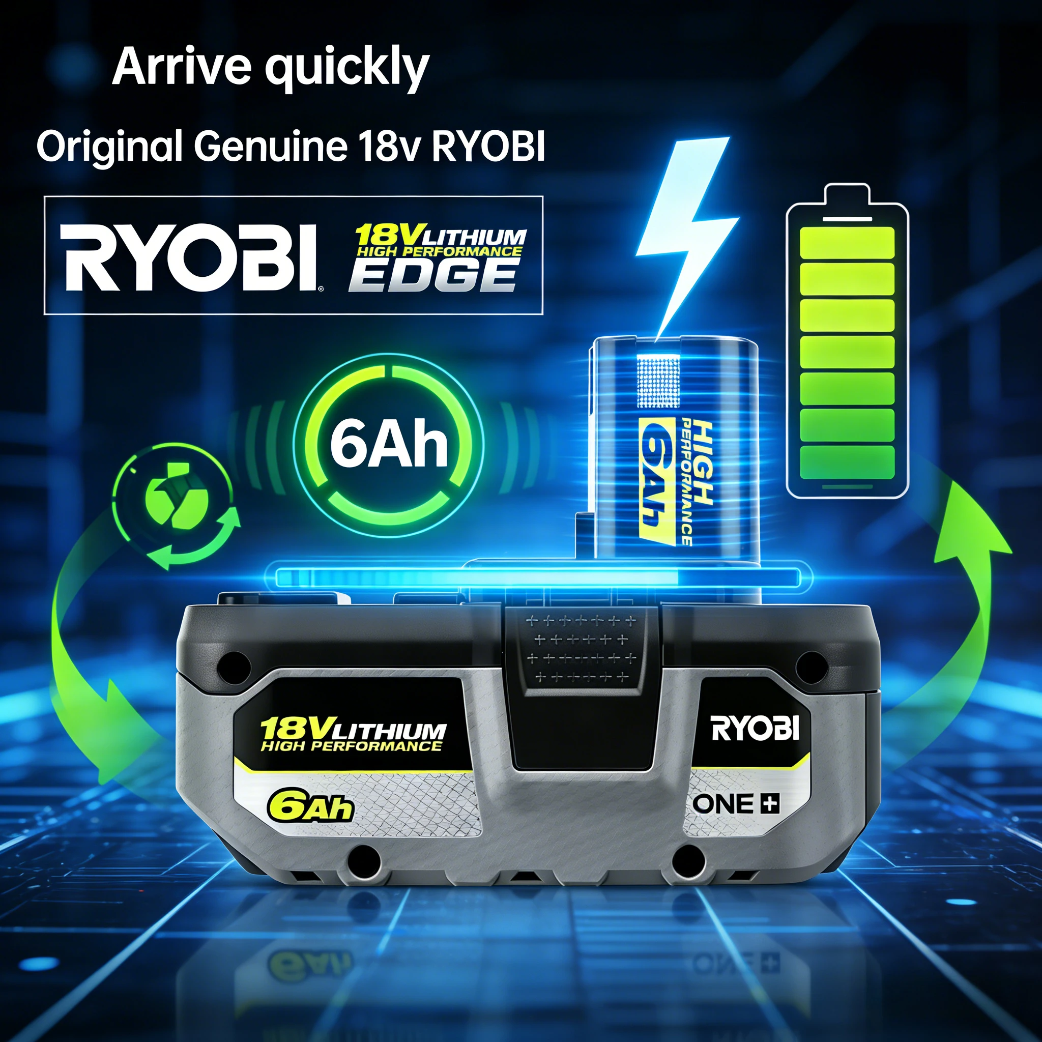 

Original RYOBI ONE+ 18V 4.0Ah high-capacity lithium-ion battery, P108 P104 P107 is suitable for all DIY ONE+ power tools.