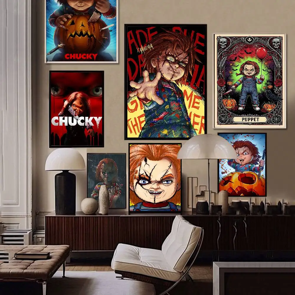 Chucky Doll Horror Vintage Posters Sticky Retro Kraft Paper Sticker DIY Room Bar Cafe Kawaii Room Decor