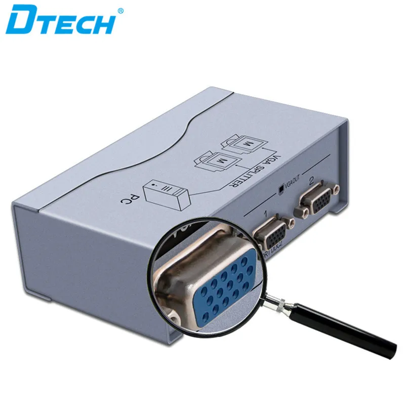 ตัวแยกสัญญาณวิดีโอ DTECH 2 พอร์ต 350mhz 1 อินพุต 2 เอาต์พุต VGA