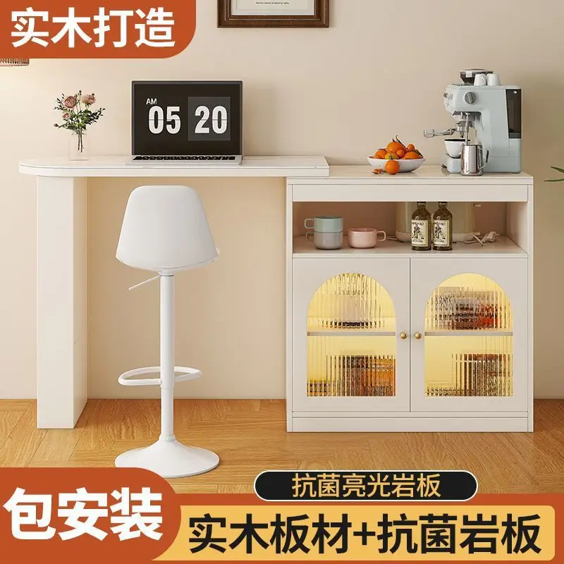 

Slate bar table Household living room island table Solid wood dining side cabinet Cream wind small apartment balcony partition c