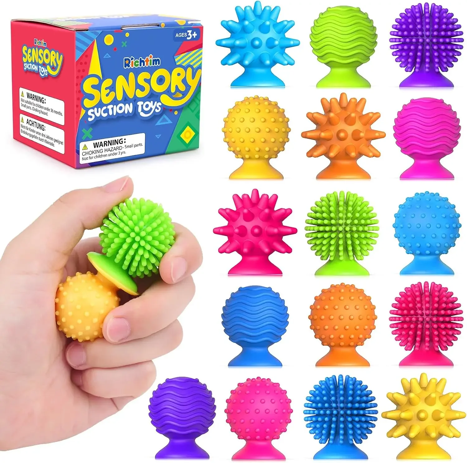 Sensory Fidget Toys,Textured Suction Toys for Autism Kids Calming,Quiet Anxiety Fidgets for Classroom,Gifts Christmas