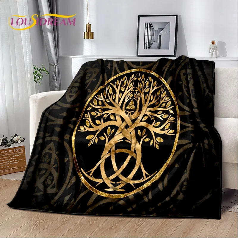 Nordic Mythology Yggdrasil Nature Tree of Life Blanket,Flannel Soft Throw Blanket for Home Bedroom Bed Sofa Picnic Office 013