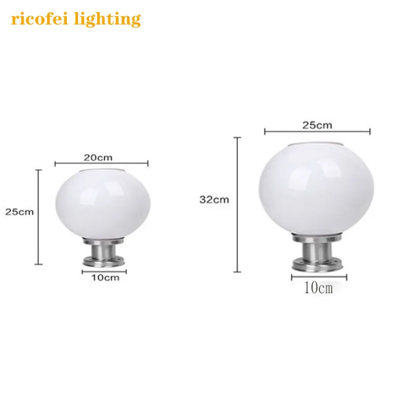 LED Ball Solar Outdoor Light Stainless Steel Solar Post Light Outdoor IP65 Waterproof Post Head Light Garden Villa Hotel Light