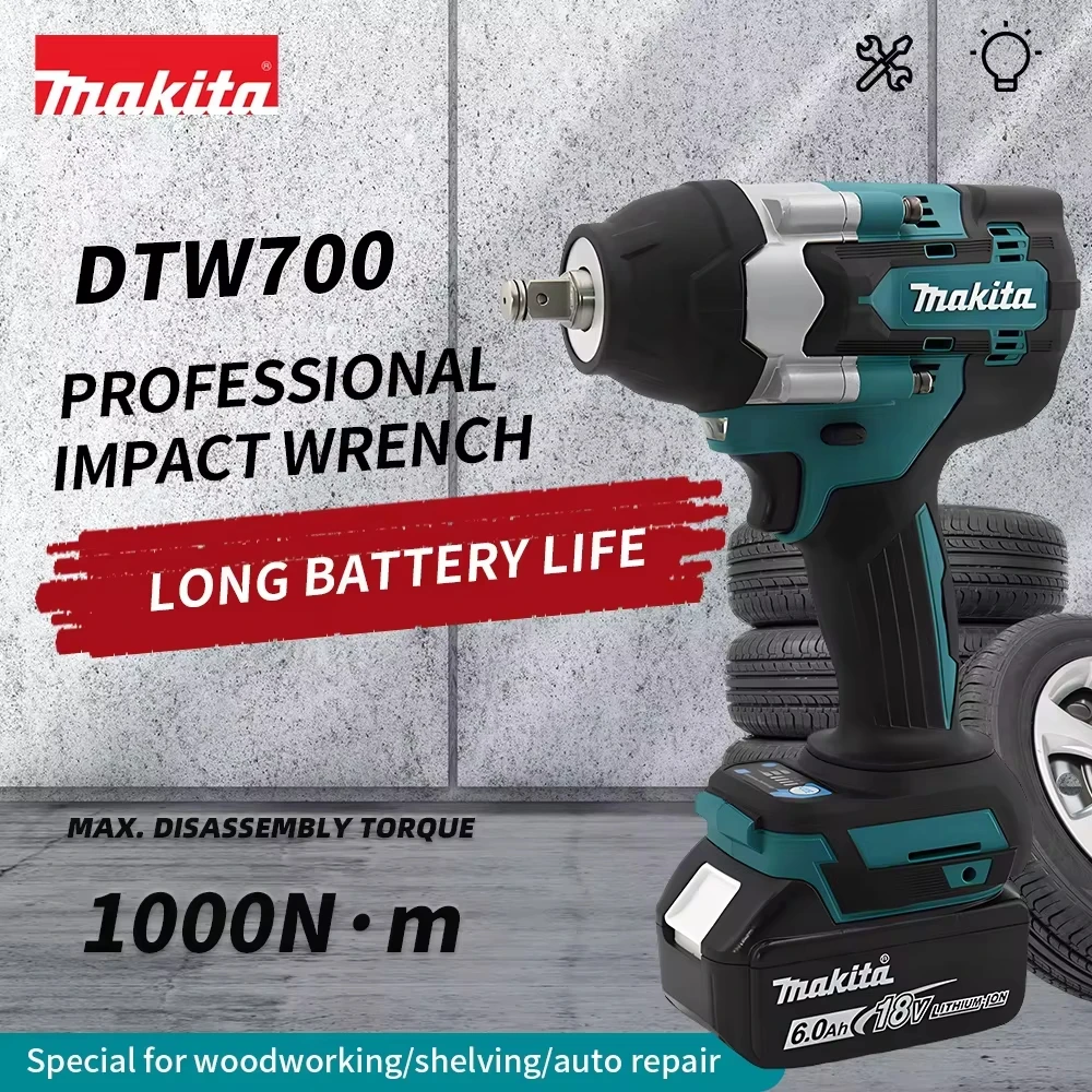 Imagem -03 - Makita Original Dtw700 1100w Chave Elétrica sem Escova Chave de Impacto sem Fio Chave de Fenda Grande Torque Ferramentas Elétricas Reparo Automóvel