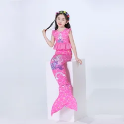 3PCS Mermaid Tails Swimwear for Swimming Girls Princess Bathing Suit Sets Kids Mermaid Swimsuit Swimable Costume