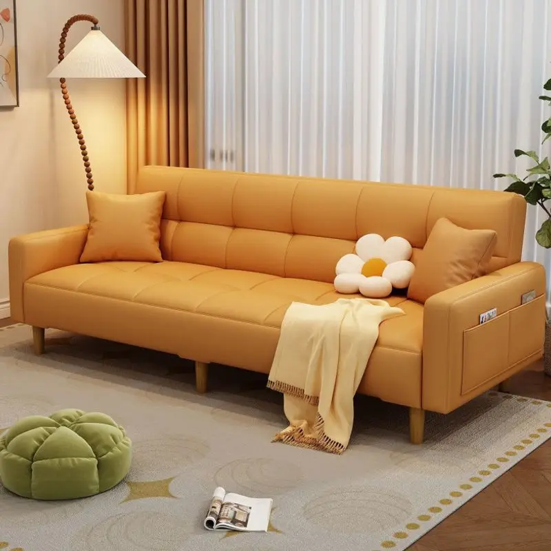 Cat scratching leather sofa, living room small apartment, multi-functional lazy foldable sofa bed