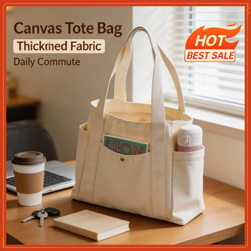 Large Capacity Canvas Tote Bags for Work Commuting Carrying Bag College Style Student Outfit Book Shoulder Bag Shopping Bag