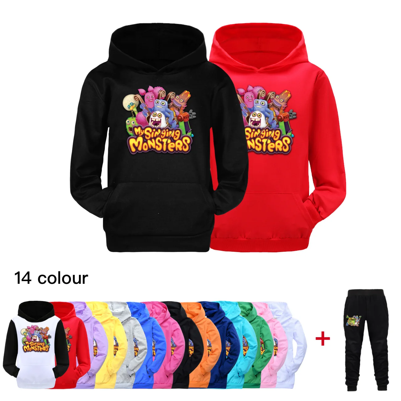 Cartoon Hoodies SINGING MONSTERS Hooded Sweatshirts Boy Girl Casual Pullover Kids Clothes Spring Fall Tops Children Clothing