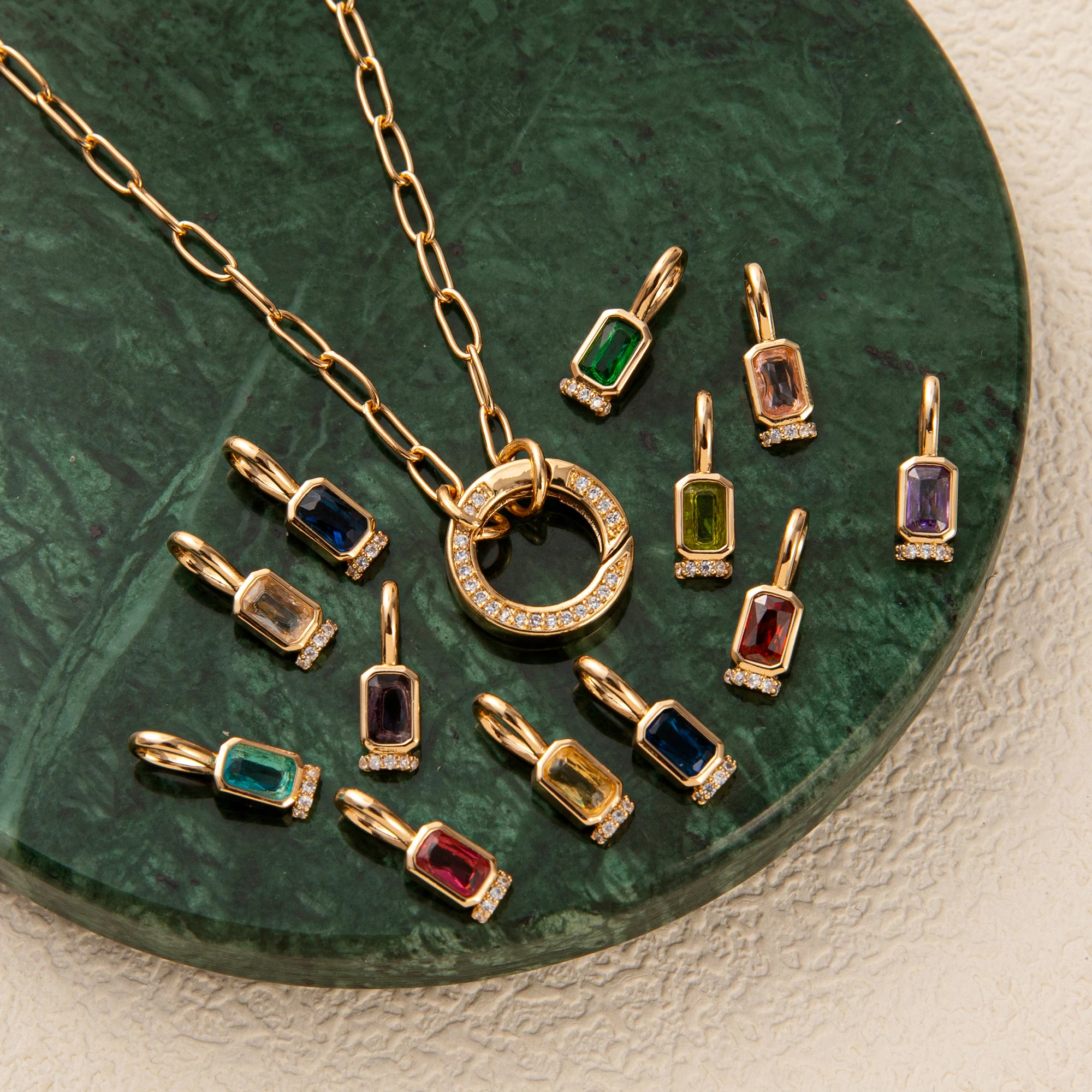 Titanium steel December birthstone pendant, birthstone with adjustable buckle, DIY simple Mother's Day gift