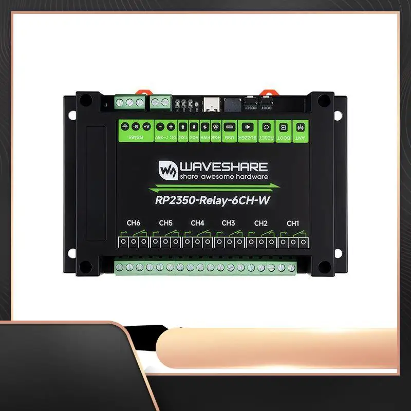 

N34R-Waveshare For Raspberry Pi Pico 2 RP2350 WIFI 6-Channel Relay Controller With RS485 Isolation Protection Industrial Grade