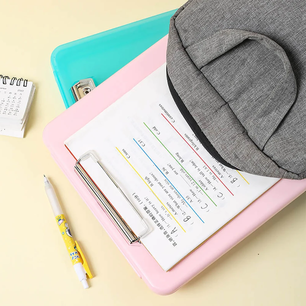 A4 Plastic Storage Clipboard Document File Folders Writing Pad Clipboard Organizer Box School Office Stationary Supplies