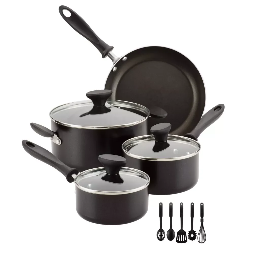 

12pc Nonstick Aluminum Cookware Set with Prestige Tools