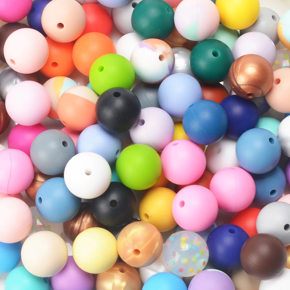 LOFCA 50Pcs/Lot Silicone Bead 9/12/15MM Used In Jewelry Making Necklace Bracelets Keychain Jewelry Accessories