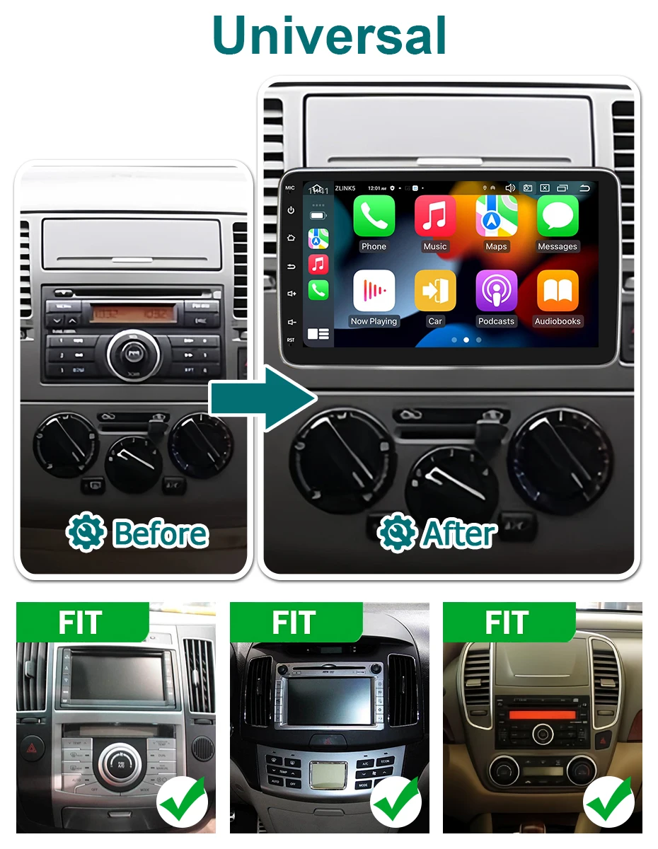 Android 14 Autoradio 1 DIN Stereo Autoradio Drahtloses Carplay Android Auto Universal WIFI 4G LTE GPS Car Audio Multimedia Player – Detail 2
