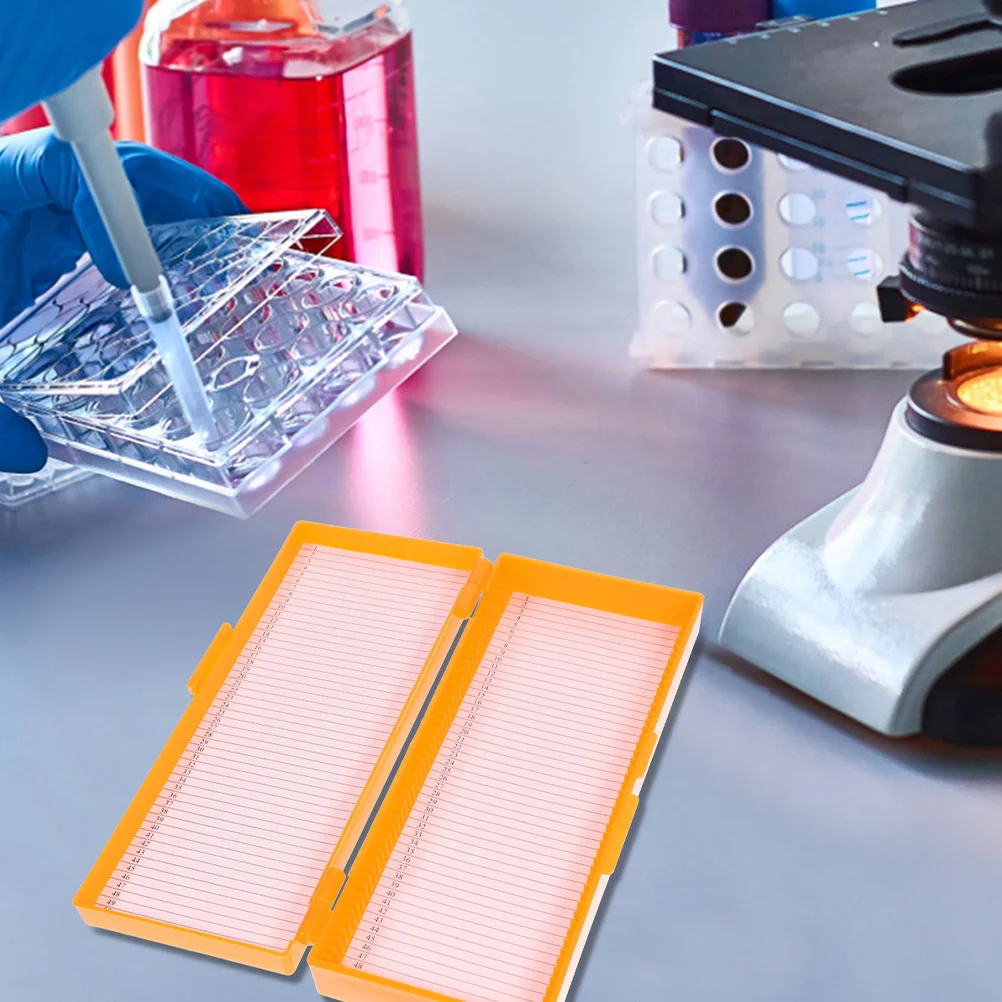 2 قطعة صندوق تخزين منزلق مجهر قابل لإعادة الاستخدام سعة كبيرة لاستخدام أبحاث الفصول الدراسية للعلوم الطبية في المختبر #4