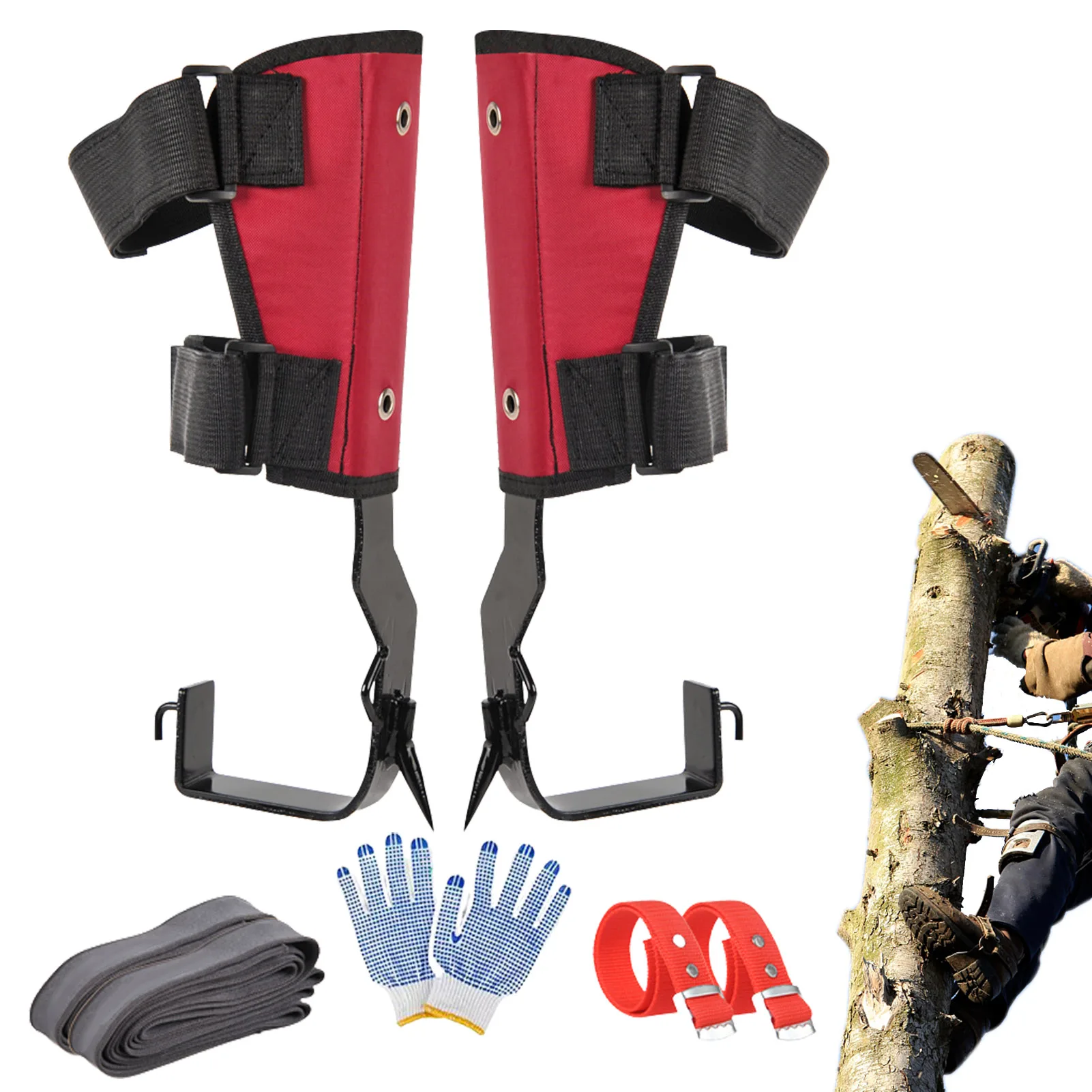 

Tree Climbing Gear Set Tree Climbing Gear With Belt Tree Climbing Spikes Pole Adjustable Climbing Tree Shoes Non-Slip Pedal For