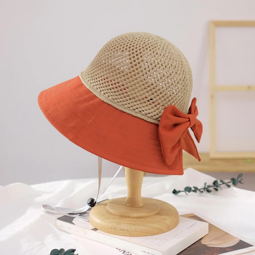 5 색 큰 뾰족한 양산 어부의 모자 bowknot 사용 썬 스크린 UV 보호 sunhat