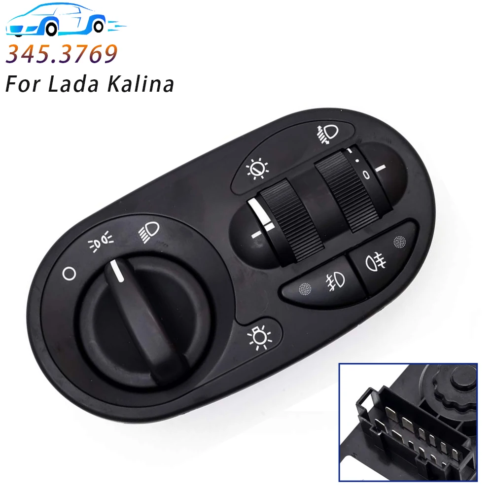 For Lada Kalina Car Auto Chrome Headlight Switch Direct Replacement 1118-3709820-10 1118370982010 345.3769