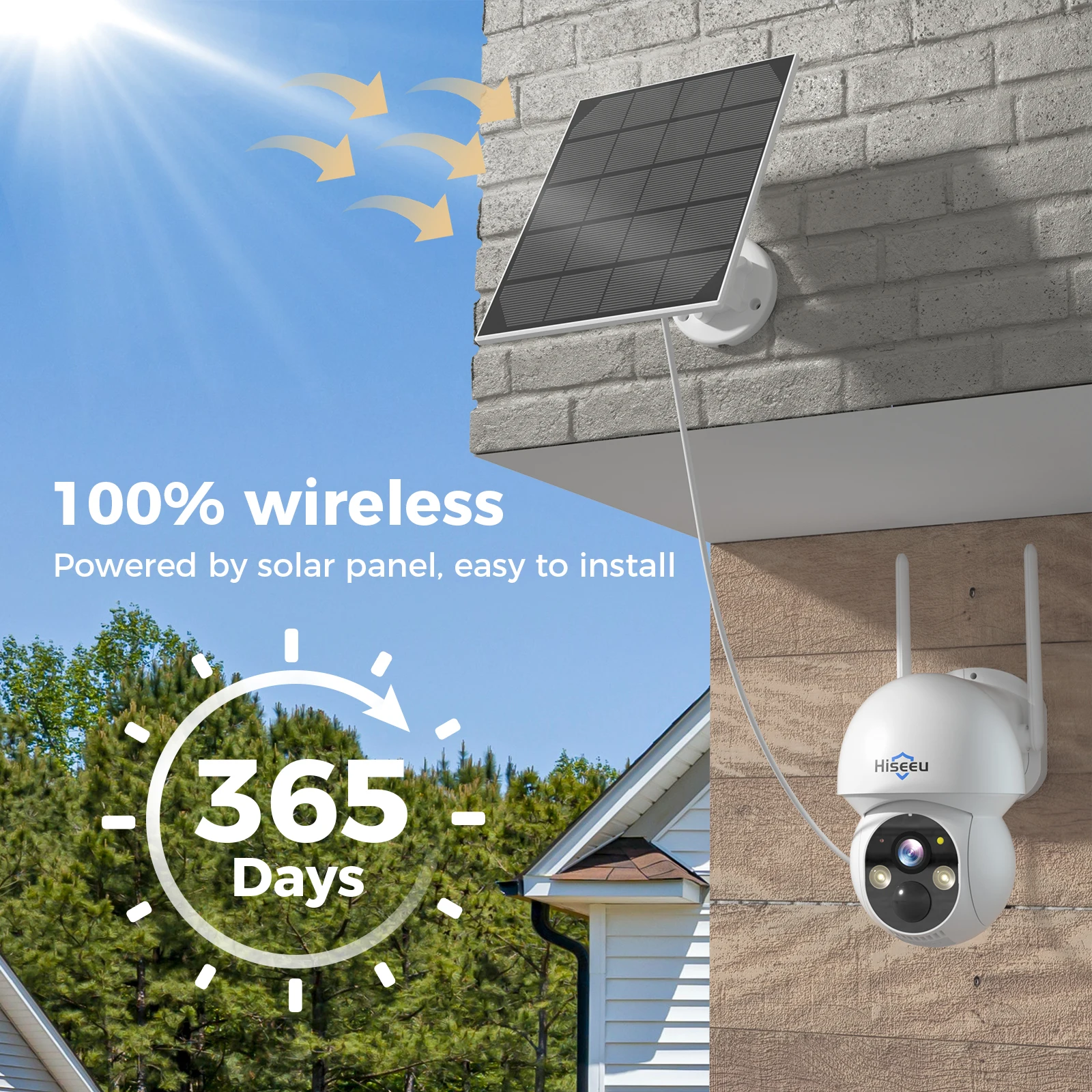 Outside Indoors CCTV Network System Wireless WIFI 360 Degrees HD NVR Kit Sets Solar Panel Security System