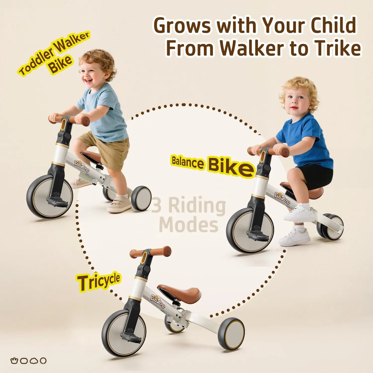 Bicicleta para niños pequeños 5 en 1, bicicleta de equilibrio para niños y triciclo para paseo durante 18 meses a 4 años, bicicleta de regalo para exteriores e interiores para niños de 1 a 3 años