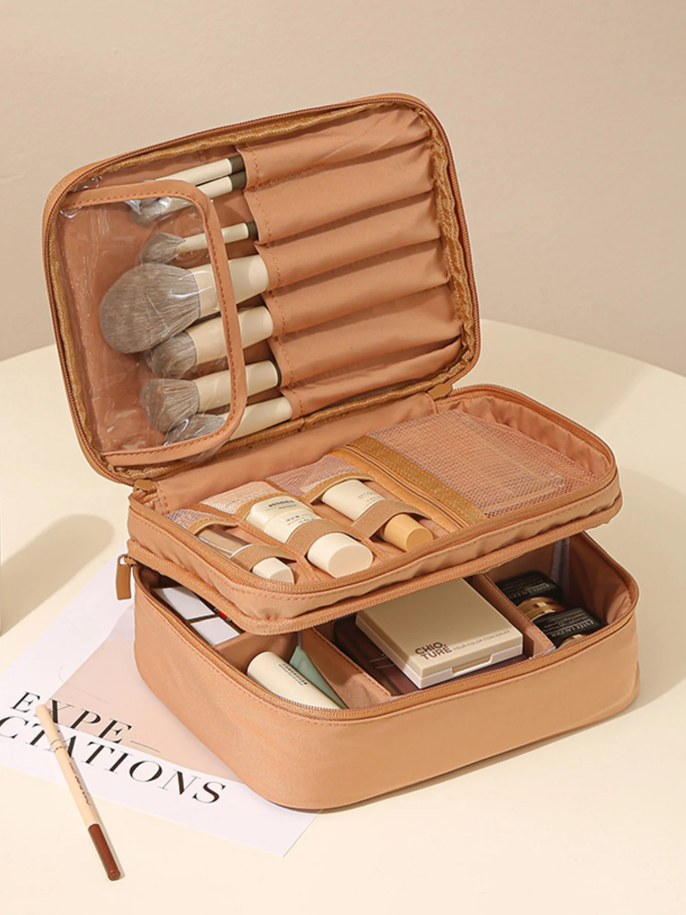 Verdicktes Oxford-Stoffmaterial, ein- oder doppellagig, Unisex, modische Toilettenartikel und Make-up-Tasche, geeignet für Reisen, Urlaub, Geschäftsreisen, tägliche Ausflüge, praktische und