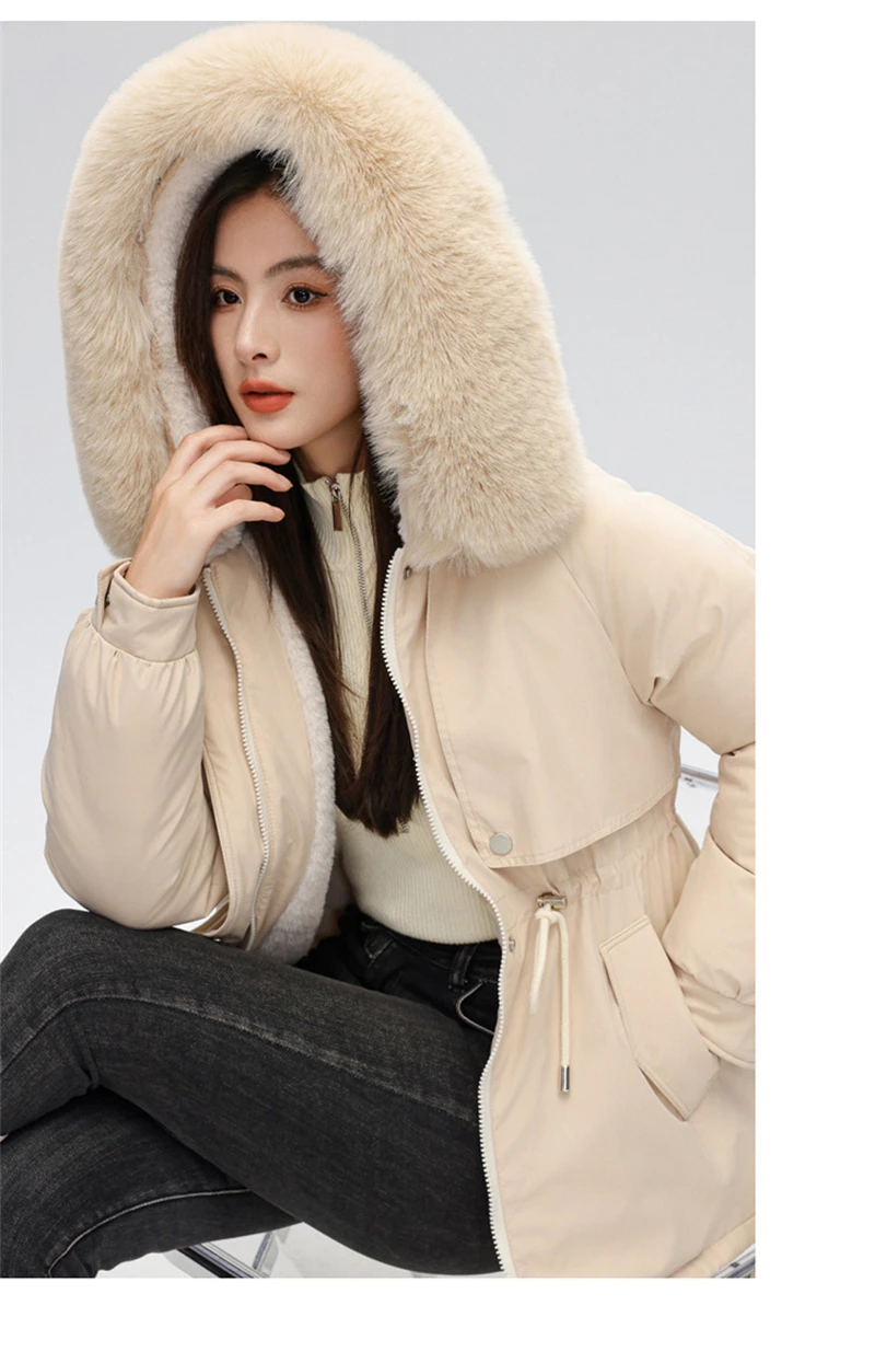 Winter Coat New Women's Thick Cotton Jacket Women's Medium Long Korean Version Fur Collar Coat Female Warm Parka Overcoat
