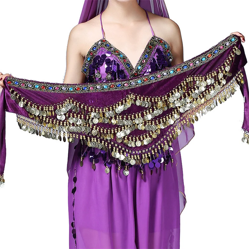 

Adult Coins Sequins Tassel Dancewear Belly Dance Hip Scarf Fringe Triangle Wrap Belt Skirt for Women Female Party Stage Outfit