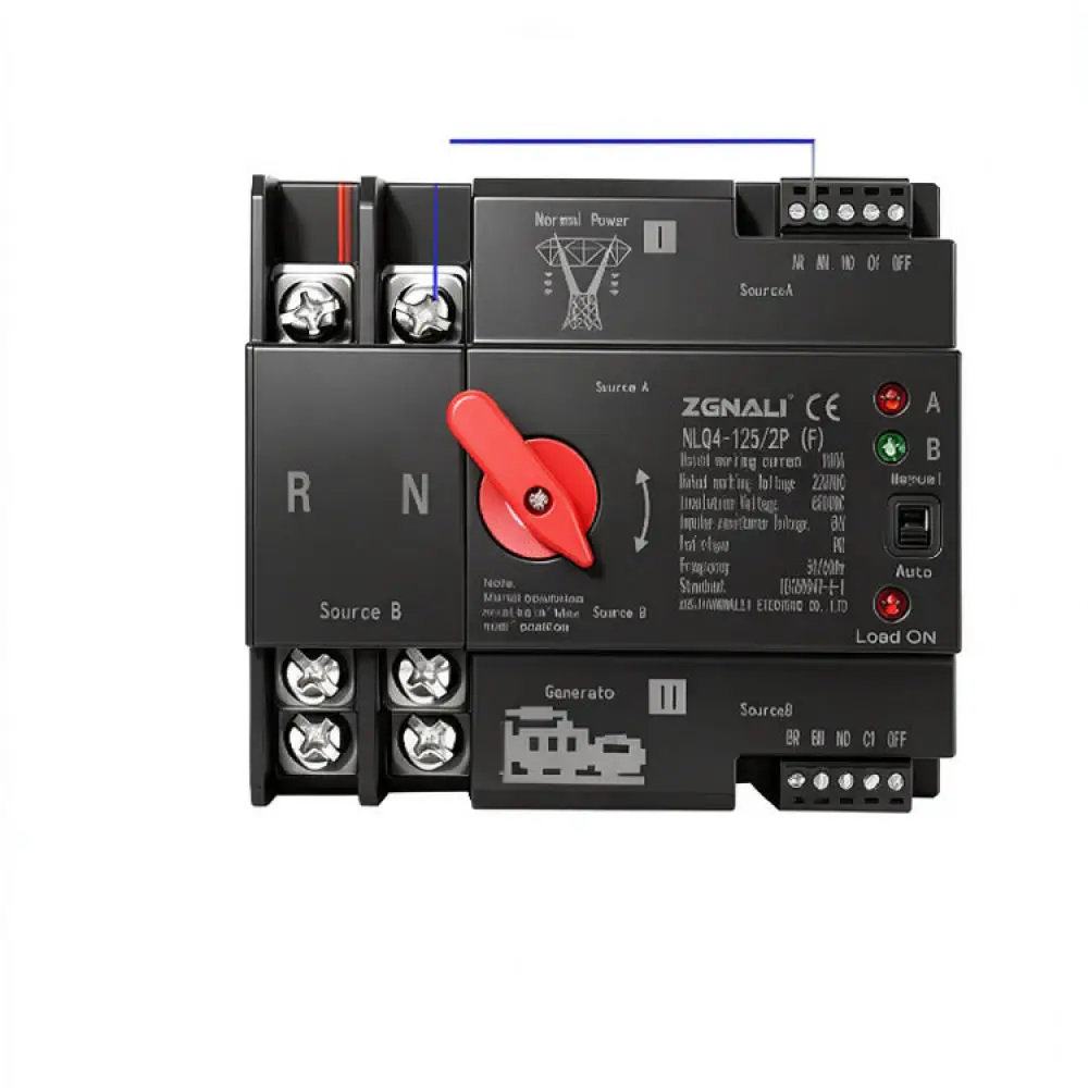 Automatic Transfer Switch For ZGNALI Power Supply Changeover Controller 2P 3P 4P AC 220V Solar Grid Generator System