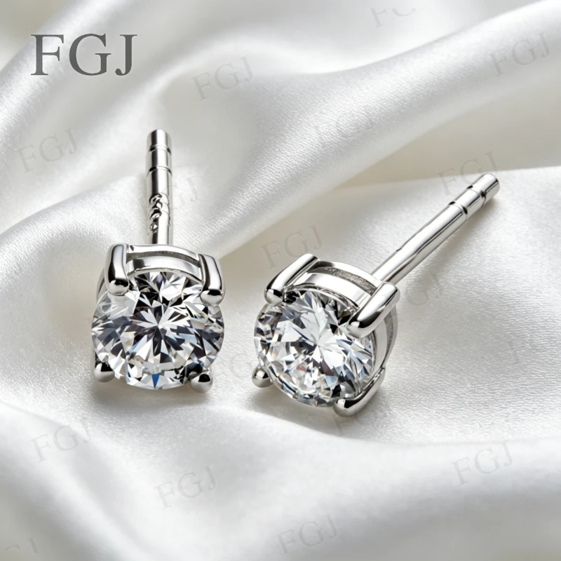 Lab Grown Diamond Earrings 0.2-0.4CT D Color With Certificate 925 Sterling Silver Studs Anniversary Gift Fine Jewelry for Women view 2