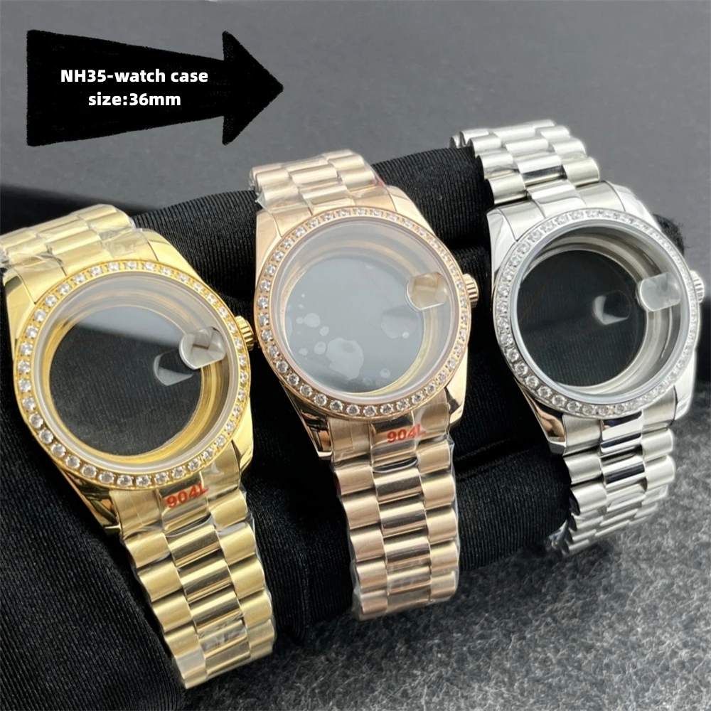 NH35 Case Log Oyster Type Constant Motion 36mm Mechanical Watch Modified Case Diving Watch Accessories Pointer Dial