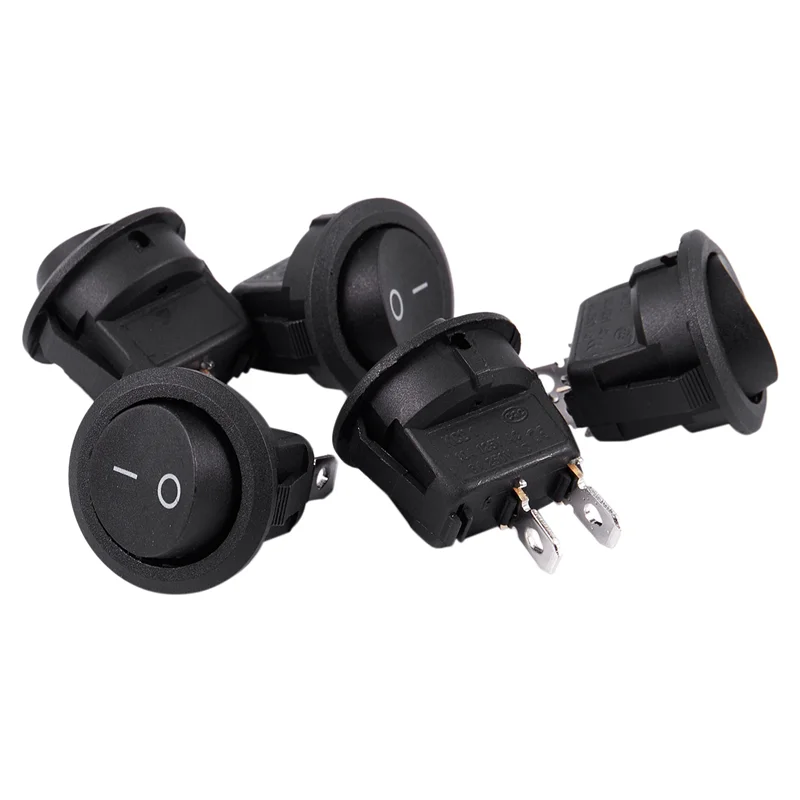 

2025 горячий стиль 20 шт. SPST черная кнопка включения/выключения круглый кулисный переключатель переменного тока 6A/250 В 10 А/125 В