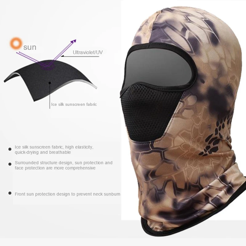 Ice Silk Hiking Scarf Sunscreen Breathable Outdoor Sweat Wicking Fishing Bandana Sun Neck Collar Headgear Cycling Black