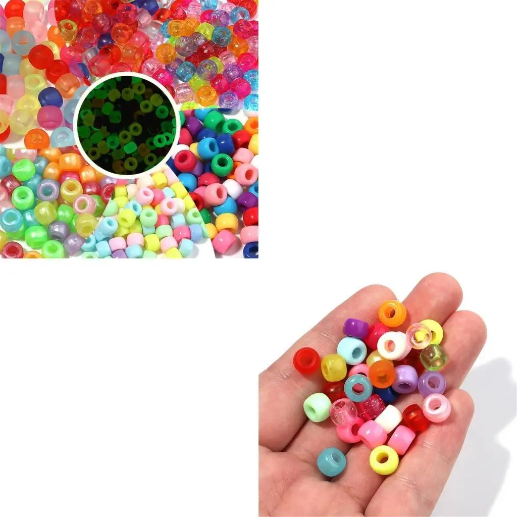 652F 200pcs Colorful Acrylic Hair Beads for Kids Girls Braids Glow In Dark Round Braiding Beads for DIY Hair Accessories