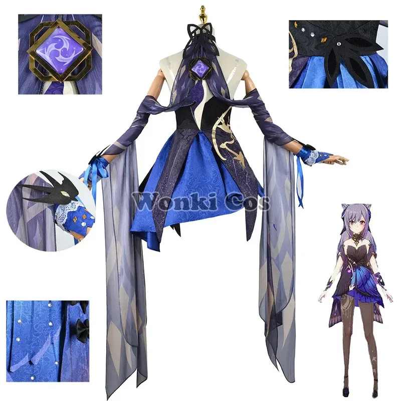 

dd12Game Impact Keqing Opulent Splendor Dress Ke Qing Cosplay New Skin Cat Ear Wigs Party Women Costumes