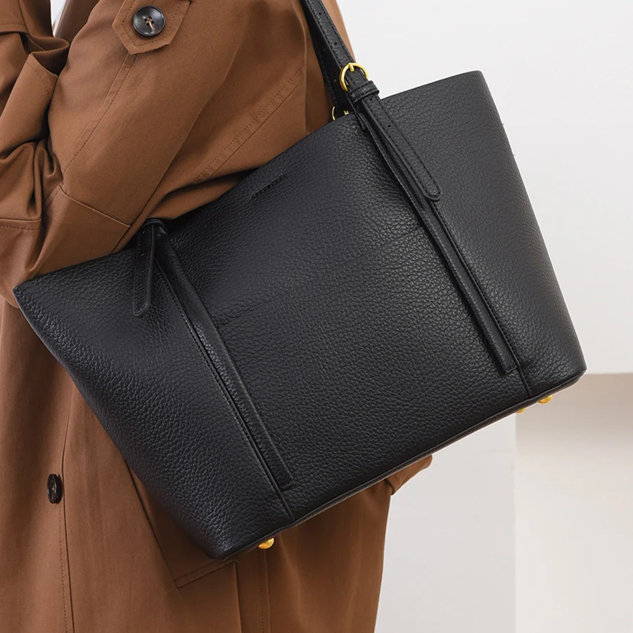 

Leisure commuting totes bag for women new large-capacity purse and handbags classic versatile pu leather shoulder bag black sac
