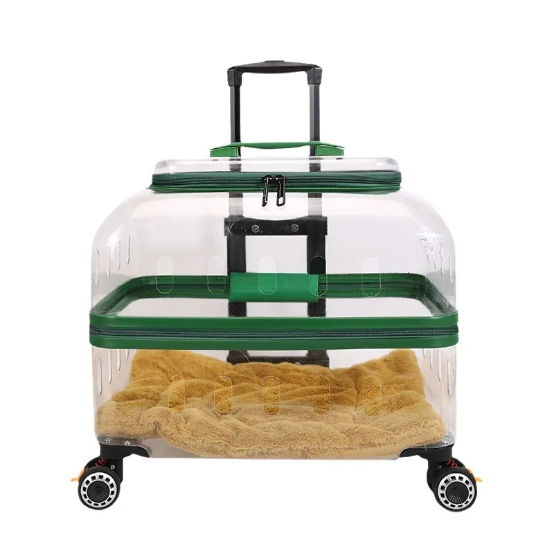 Transportín transparente con ruedas para gatos y perros, maleta viaje - imagen 3