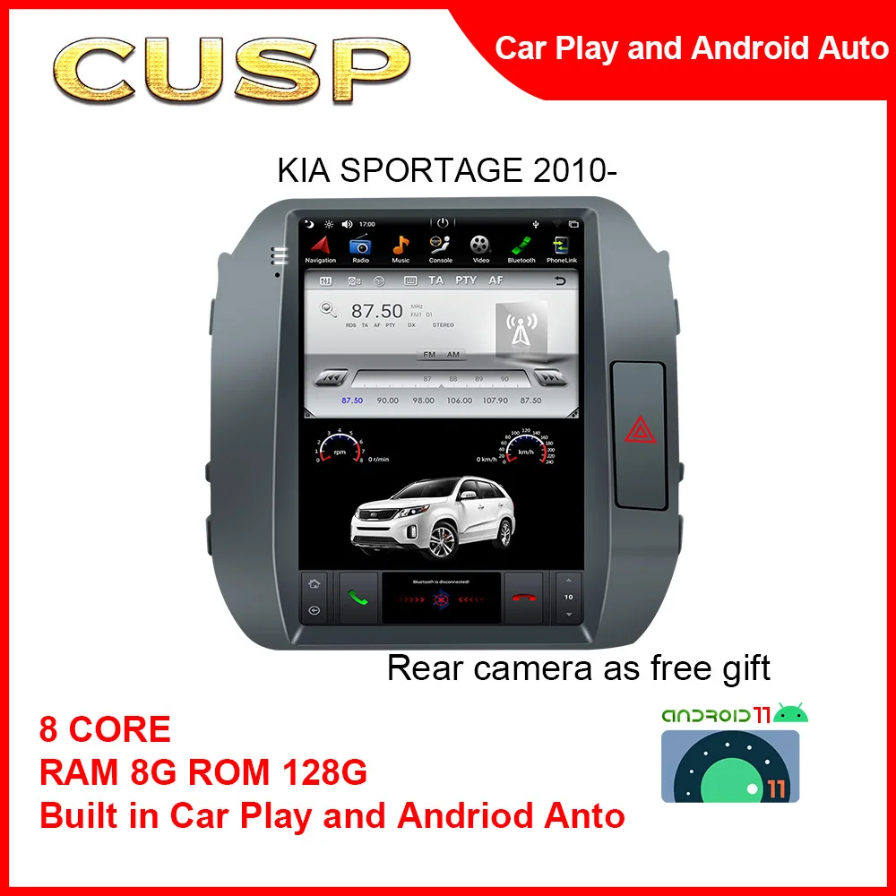 Tesla Style Touch Screen Auto Stereo Bluetooth Android 11.0 10.4inch 8G+128G For KIA SPORTAGE 2010- Tracker Device Car