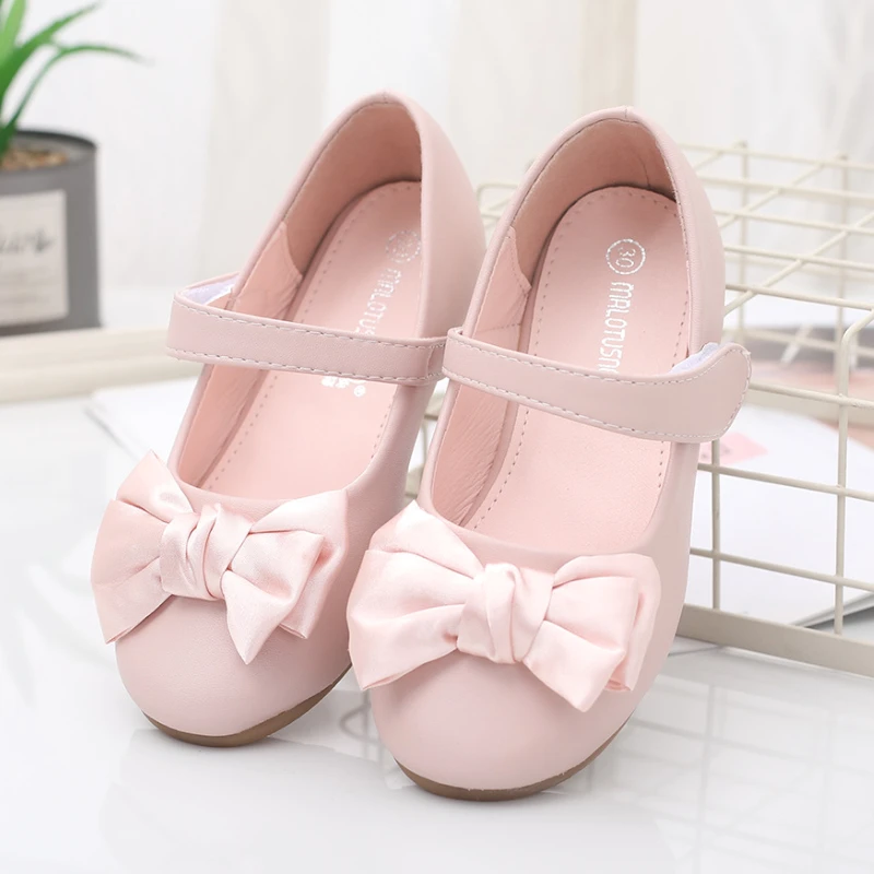 

New Fashion Bow Girls' Princess Shoes Soft Bottom Anti Slip Wedding Flower Children's Shoes Baby Kid's Casual Flat Shoes